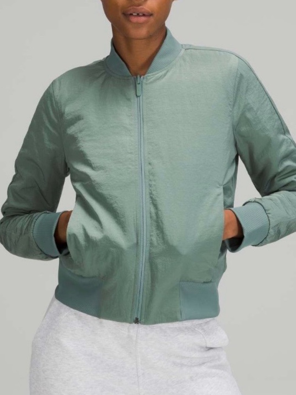 Lululemon Non Stop Reversible Bomber Jacket Size 6. Tidewater Teal